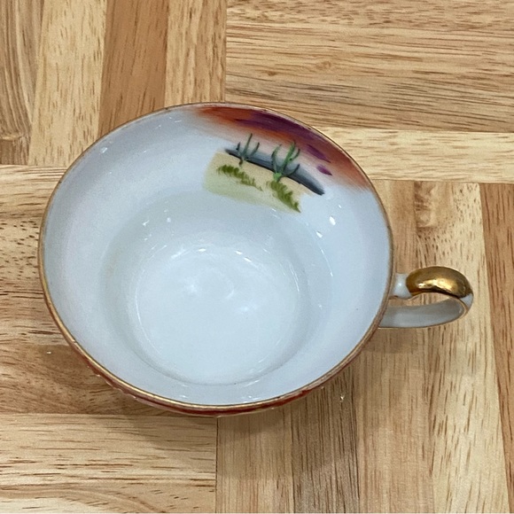 LEFTON Hand painted Southwestern Cactus Desert 3- footed Cup & Saucer Tea Set - Picture 10 of 13